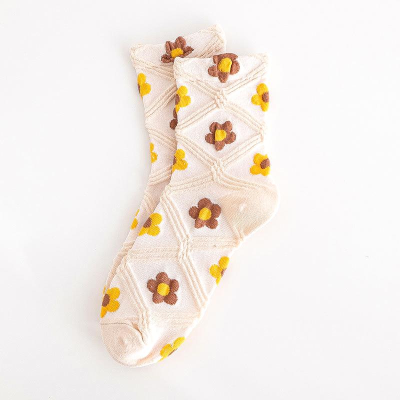 Vintage karierte Socken mit Blumenmuster