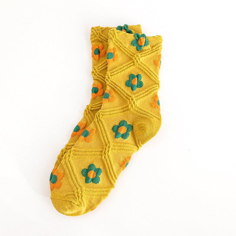 Vintage karierte Socken mit Blumenmuster