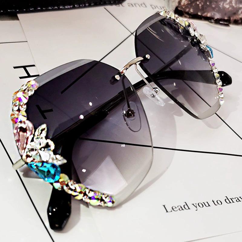 Vintage Mode Randlose Kristall Sonnenbrille
