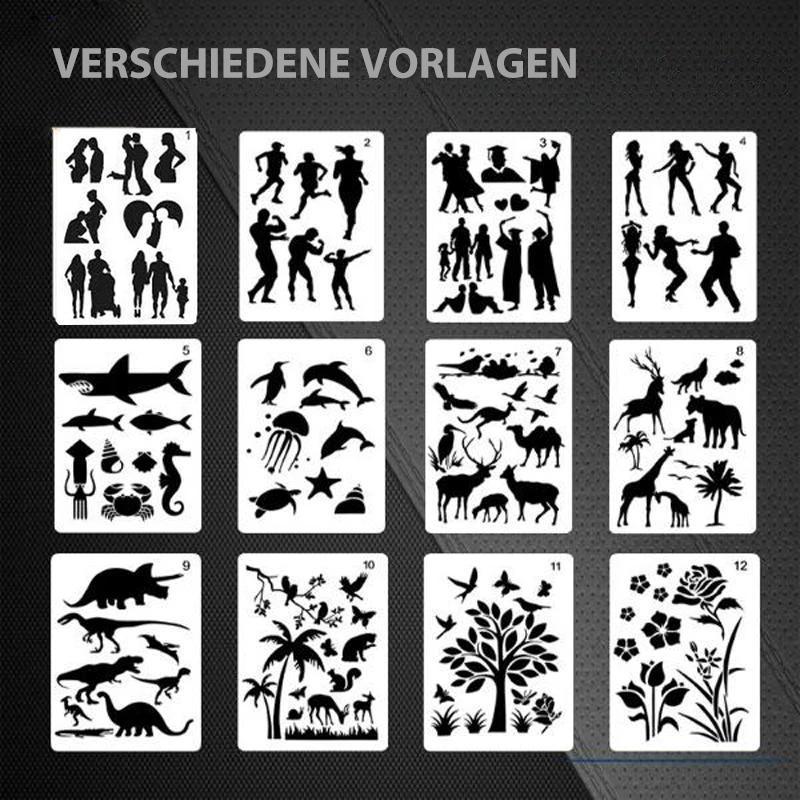 Schnelle Zeichnungsschablonen-Kunstvorlagen (12,24 Blätter / Set)