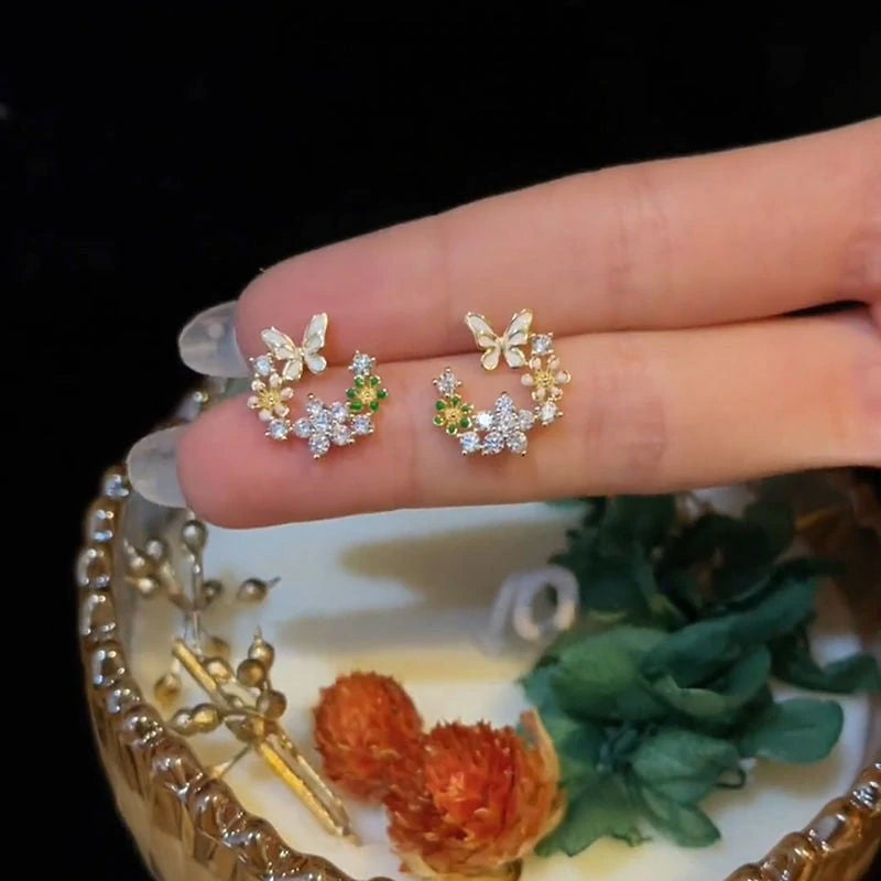 Vintage Blumen Schmetterling Ohrringe