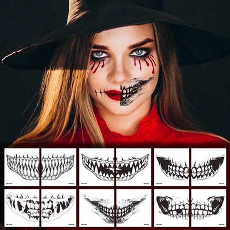 Halloween Böses Lächeln Tattoo Aufkleber (10 STÜCKE)